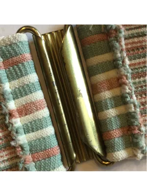 Vintage Striped Pastel Elastic Waist Belt with Gold-Tone Clasp thumbnail 8