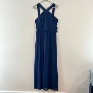NWT Lulus Air of Romance Navy Blue‎ Maxi Dress LARGE thumbnail 6