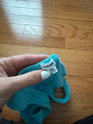 Garage Turquoise Ribbed Crop Tank Top thumbnail 3
