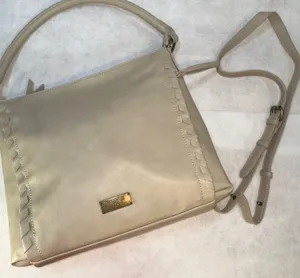 Frye And Co. Aurora Hobo Shoulder Bag Crossbody Strap Cream Whipstitch Pockets thumbnail 1