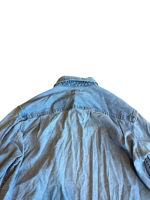 Eddie Bauer Light Wash Blue Chambray Button Down Shirt Overshirt Large Women's thumbnail 8