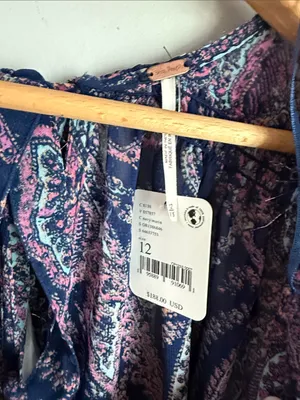 NEW Free People Mirage Paisley Bandana Print Sapphire Combo Maxi Dress 12 thumbnail 8