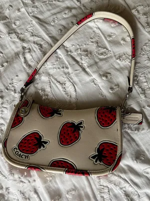 Coach Cream Leather Crossbody with Red Strawberry Print thumbnail 4