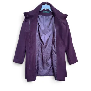 Lauren Ralph Lauren Wool Peacoat Trench Coat Purple Burgundy Size 12 Old Money thumbnail 8