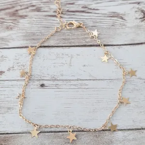 Gold Tone Anklet with Star Charms thumbnail 2