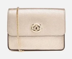 Coach Women's Turnlock Chain Crossbody Leather Bag, Platinum/Gold, NWOT thumbnail 1