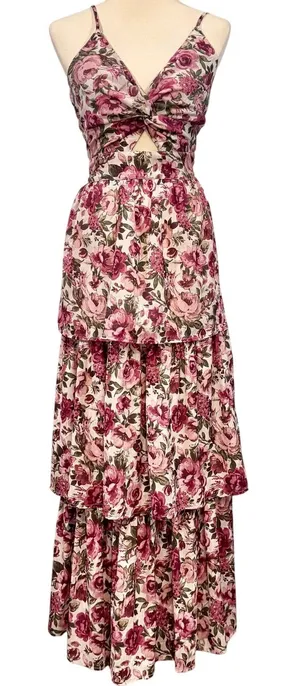 Altar'd State Jordan Floral Tiered Maxi Dress Boho Cottagecore Wedding Guest M thumbnail 1