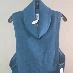ALO Yoga Teal Sleeveless Cowl Neck Sweater Size L thumbnail 3