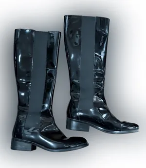 Lauren Ralph Lauren Black Patent Leather Tall Riding Boots Womens 7.5M Knee High thumbnail 1
