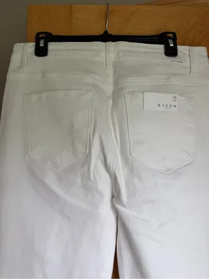 Risen Denim White Distressed Cropped Straight Leg Stretch Jeans Size 15/32 NWT thumbnail 5