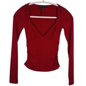 White Fox Sweetheart Ruched Long Sleeve Top Size XS Red Romantic Going Out Party thumbnail 2