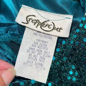 Steppin Out Vintage Women’s Junior Sequin Cutout Back Mini Dress Green Size 9/10 thumbnail 5