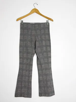 Anthropologie Essential Crop Flare Pants XS Plaid Stretch Ankle thumbnail 3