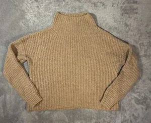 Anthropologie Medium Beige Chunky Knit Mock Neck Sweater Oversized Boxy Pullover thumbnail 1