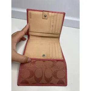 Y2K Vintage Coach Pink Signature Suede Leather Wallet Authentic thumbnail 4