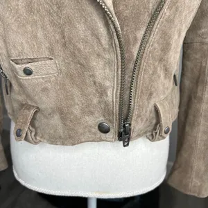 Blank NYC Taupe Suede Moto Jacket Classic Biker Style timeless size small thumbnail 4