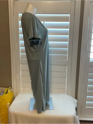 Classic Crewneck Midi Dress in Sage Green thumbnail 2