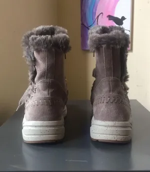 Earth Roamer Taupe Beige Suede Side Zip Lace Up Boots $139.95 EUC 7.5 thumbnail 5