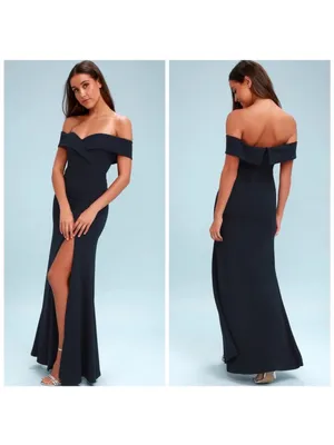 Lulus Song of Love Navy Blue Off-the-Shoulder Maxi Dress Size XL thumbnail 2