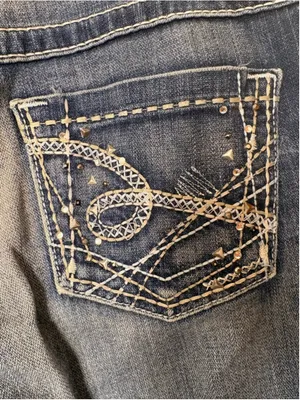 BKE Kate Jeans Womens 27 Bootcut Medium Wash Studded Stretch Denim Embellished thumbnail 5