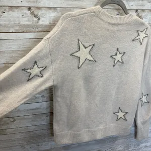 Rails Womens XS Sweater Cashmere Blend Virgo Gray White Stars Drop Shoulder thumbnail 5