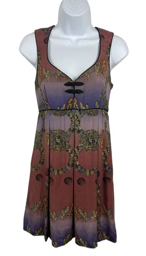 Vintage Y2K Asian Inspired Nicole Miller 2 Empire Waist Sleeveless Mini Dress thumbnail 1