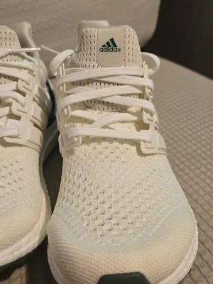 adidas Cream Knit Sneakers with Green Accents thumbnail 5