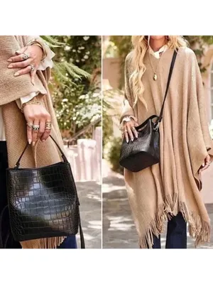 AOTA Elena Croc Bucket Convertible Bag, NWT thumbnail 3