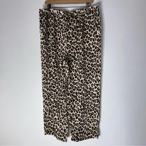 Loft Sleepwear XL 2 Piece Long Pajama Set Satin Notch Collar‎ Leopard Print thumbnail 4