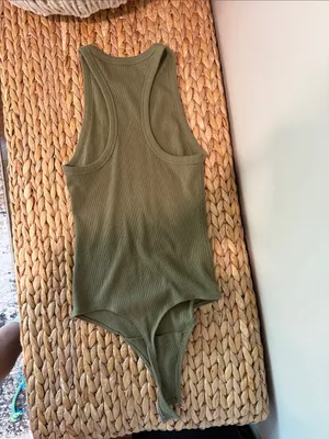 Abercrombie & Fitch Olive Green Ribbed Tank Bodysuit thumbnail 3