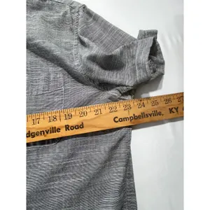 American‎ Eagle Short Sleeve Button Up Shirt Men L Gray White Striped Minimalist thumbnail 3