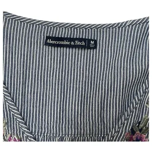 Abercrombie Fitch Top Womens M V Neck Embroidered Cropped Striped Long Sleeves thumbnail 4
