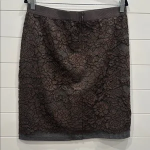 LOFT Chocolate/GREY Lace Pencil Skirt thumbnail 4
