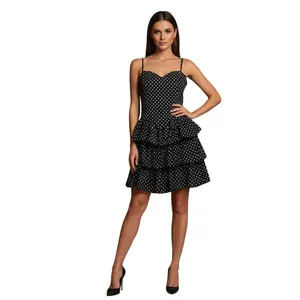 H&M Navy Polka Dot Tiered Mini Dress, US8 thumbnail 4