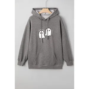 Halloween Ghost Print Mineral Wash Oversize Hoodie - Medium thumbnail 3