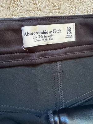 Abercrombie & Fitch The 90’s Ultra High Rise Straight Black Faux Leather Pants thumbnail 6