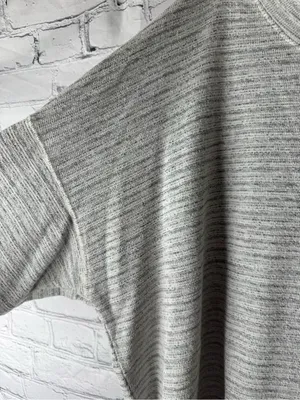Aerie Light Gray Striped Knit Crewneck Sweater large thumbnail 9
