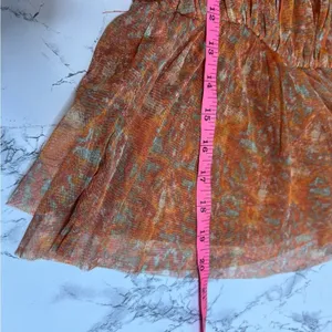 Free People‎ Penelope Printed Smocked Peplum Top Orange Size L thumbnail 6