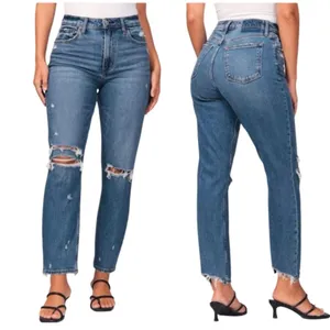 Abercrombie & Fitch Curve Love High Rise Mom Jean Distressed Denim Size 32 NWT thumbnail 5