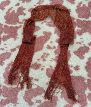 Y2K Metallic Rust Red Glitter Fringe Scarf Fairy Grunge Boho Shimmer Wrap thumbnail 1