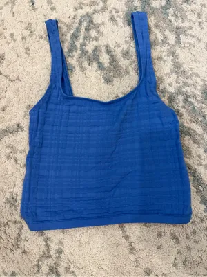 Anthropologie The Hannah Seamless Textured Crop Tank Blue XXS/XS thumbnail 2