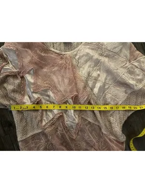 VTG Rayon Pink Patchwork Lace Ruffle Shawl Cape Made Italy Size undefined thumbnail 5