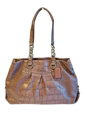 Coach Navy Gray Ashley Crocodile Carryall thumbnail 1