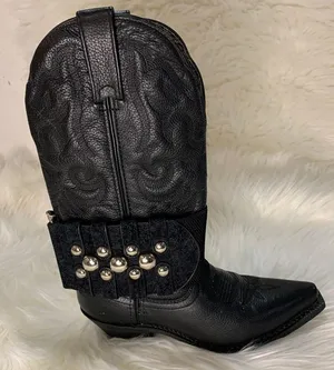 Handmade Removable Women’s Boot Band/Cuffs Black thumbnail 1