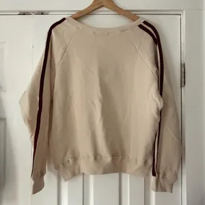 Daydreamer Cream V-Neck Sweatshirt With‎ Striped Sleeves Size Small NWT thumbnail 2