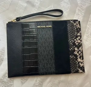 Michael Kors Black Mixed-Material Patchwork Wristlet thumbnail 1