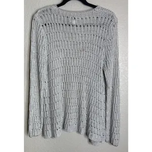 Chicos 3 US XL Silver Grey Open Front Sweater Knit Cardigan Career Travel Preppy thumbnail 2