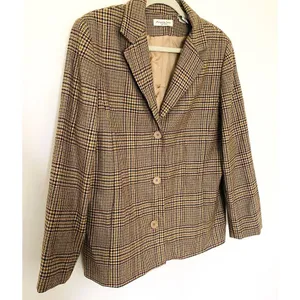 VTG Amanda Smith Wool Check Plaid Blazer Shoulder Pads Preppy Clueless Jacket 16 thumbnail 9