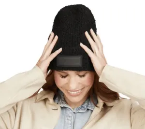 Hunter Black Unisex Tonal Patch Beanie Hat thumbnail 2
