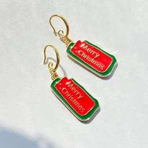 Simple chic retro vintage style “Merry Christmas” earrings✨ thumbnail 3